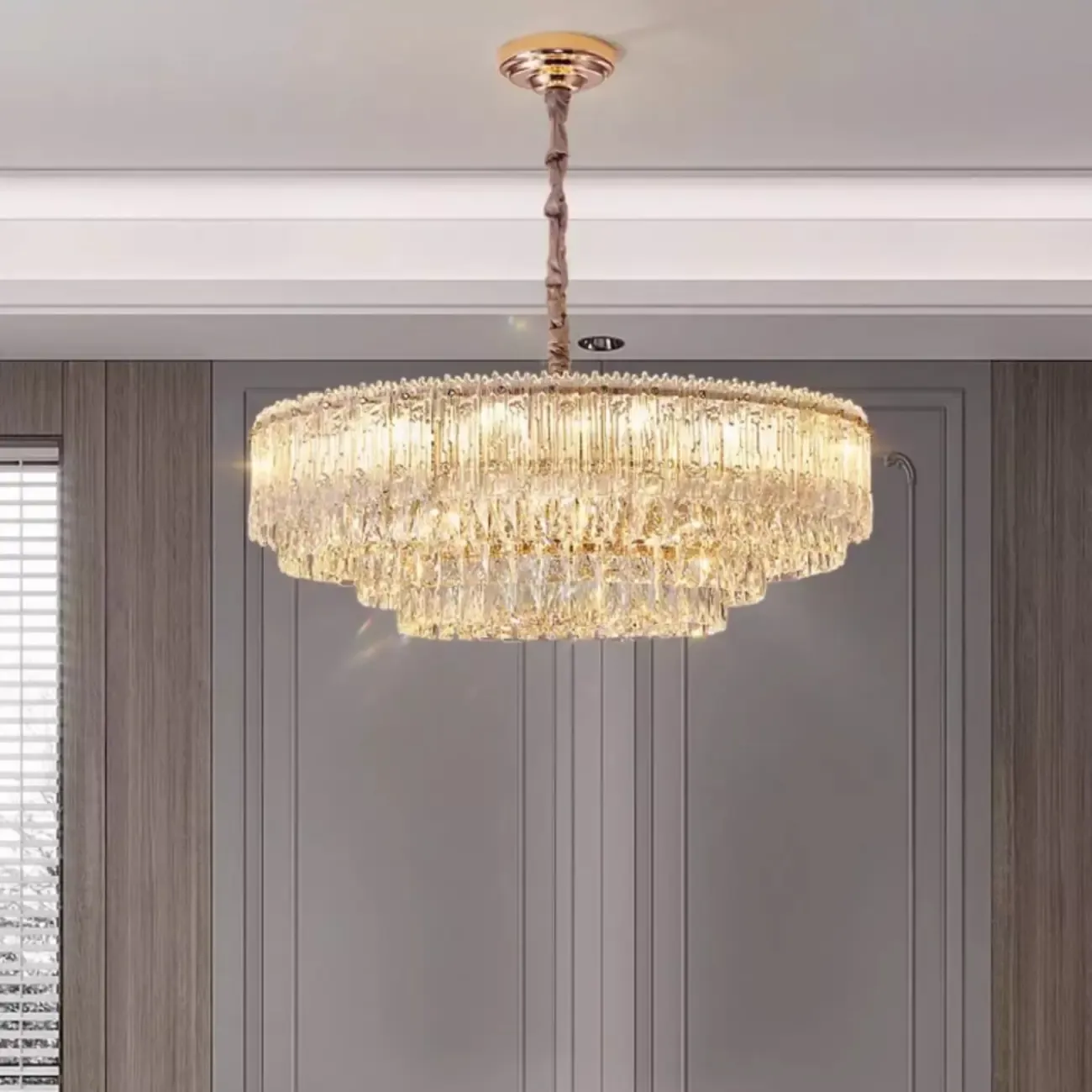 Adjustable Modern Luxury Crystal Chandelier with Multi-Tier Image - 4