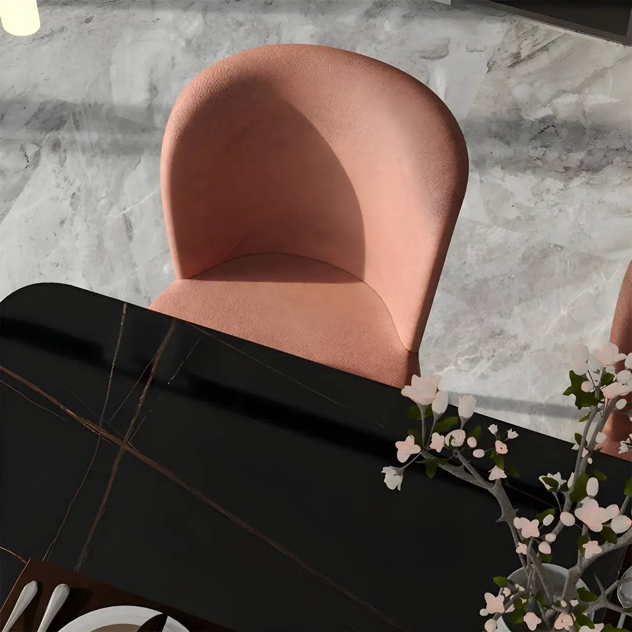 Contemporary Pink Cotton Upholstered Dining Chair Image - 14