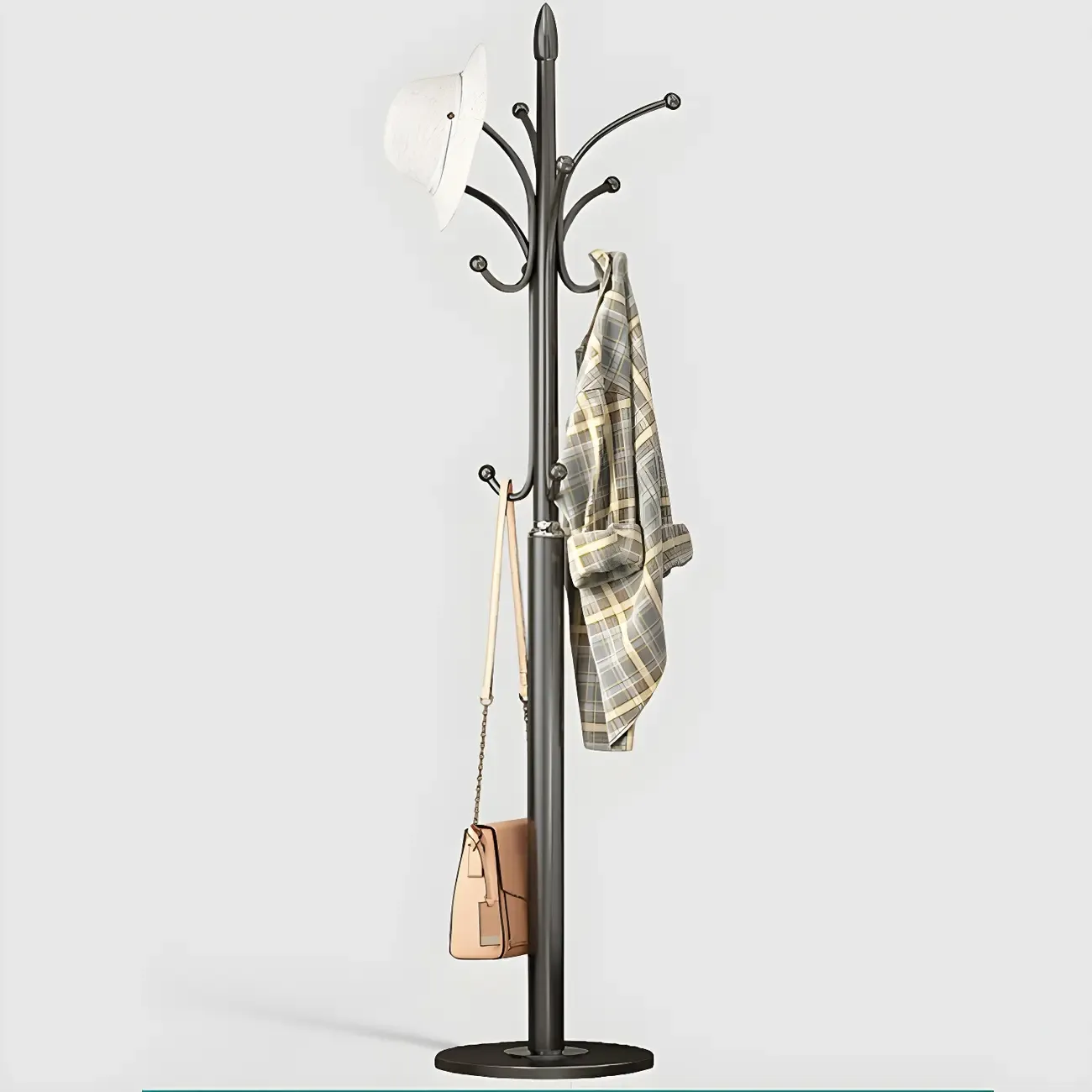 Elegant Metal Freestanding Coat Rack with Hooks Image - 9
