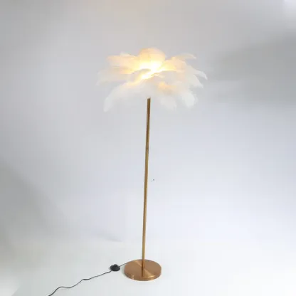 Stylish Feather Floor Lamp with Metal Base for Home Decor Image - 7