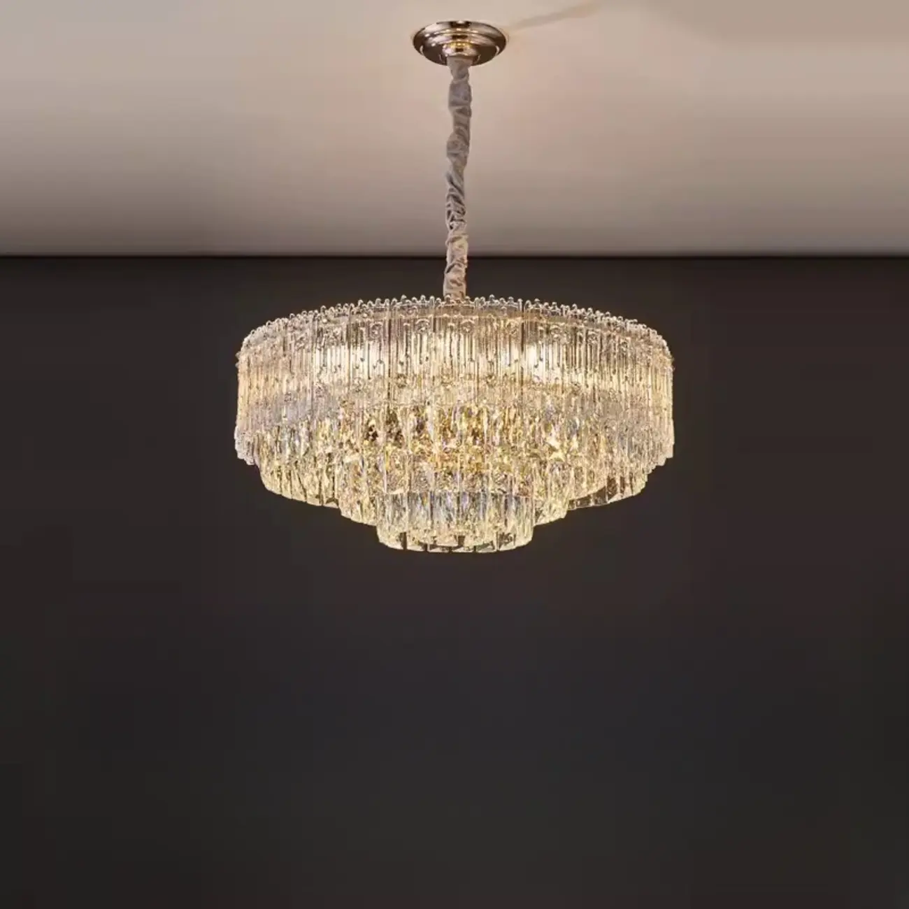 Adjustable Modern Luxury Crystal Chandelier with Multi-Tier Image - 5 | homeyfad