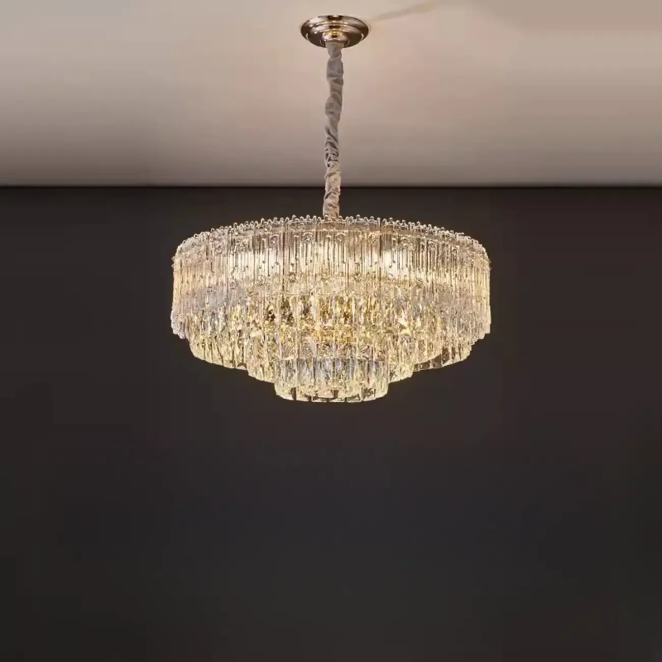 Adjustable Modern Luxury Crystal Chandelier with Multi-Tier Image - 5