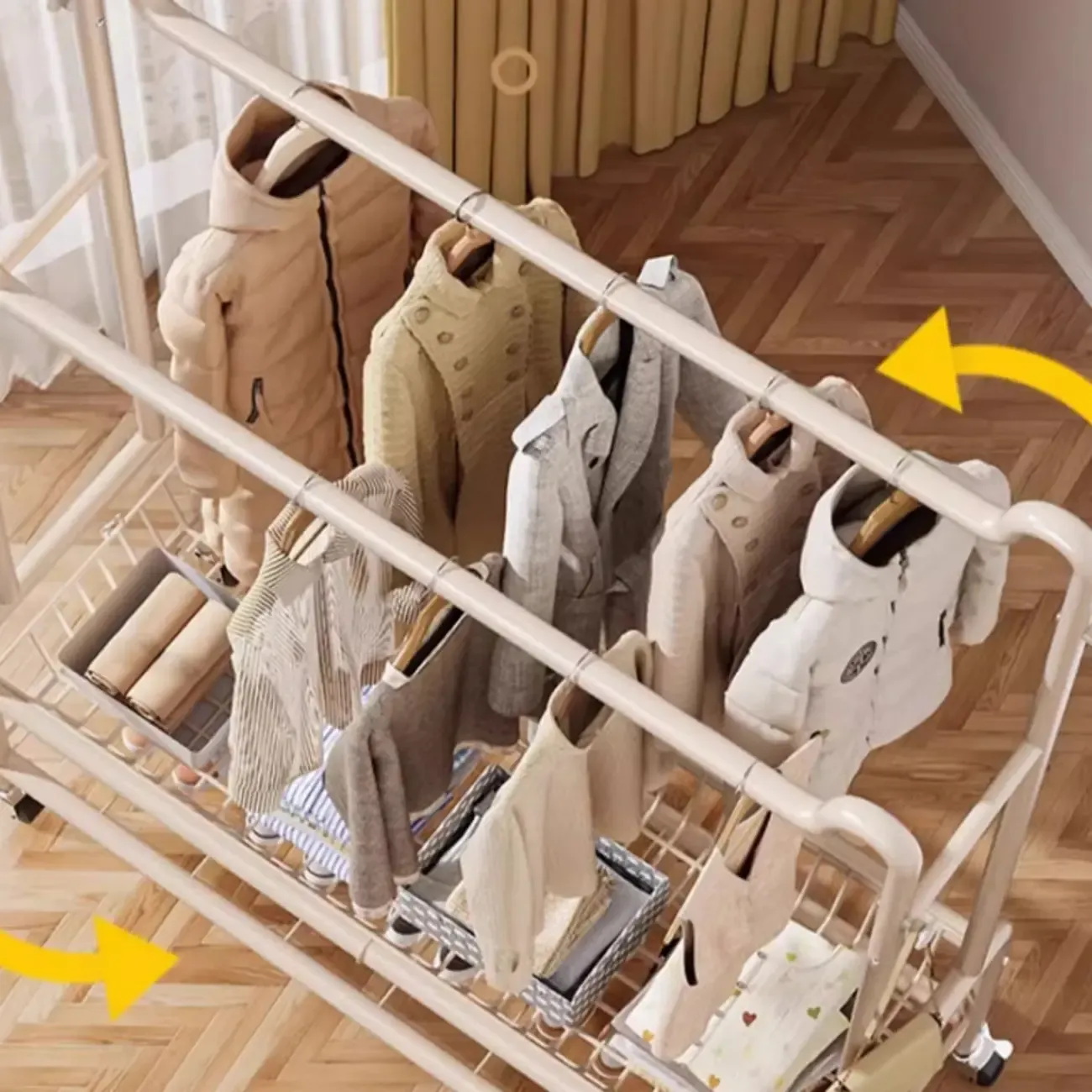 Modern Metal Coat Rack with Storage and Shelves Image - 15