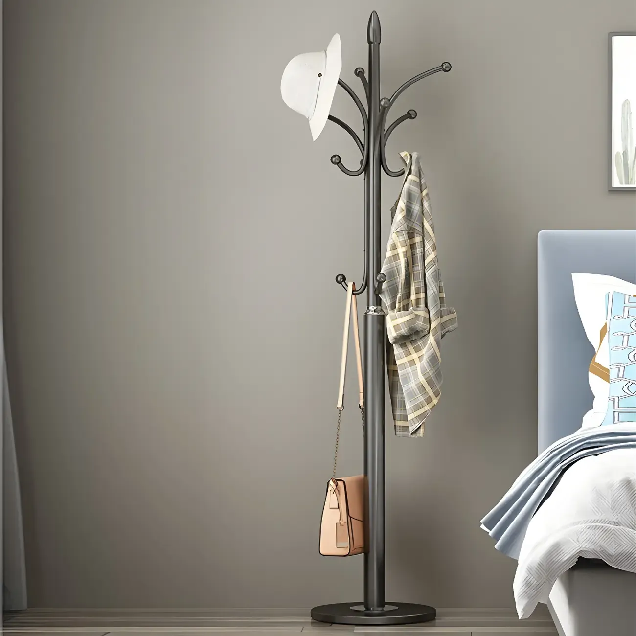 Elegant Metal Freestanding Coat Rack with Hooks Image - 11
