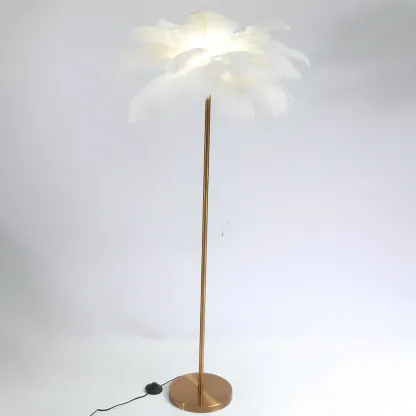 Stylish Feather Floor Lamp with Metal Base for Home Decor Image - 8