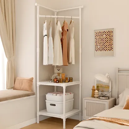 Modern Metal Corner Hall Tree with Shelves Image - 9