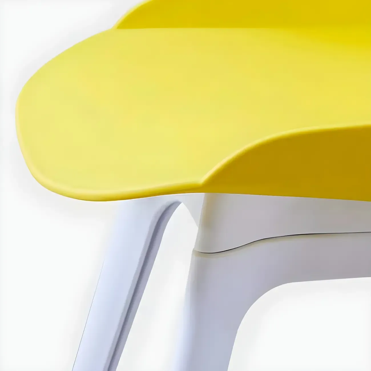 Modern Slat Back Plastic Dining Chair Armless with Metal Legs Image - 16