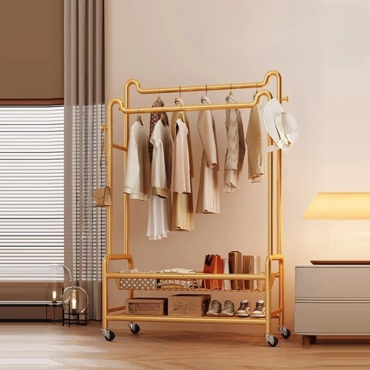 Modern Metal Coat Rack with Storage and Shelves Image - 16 | homeyfad