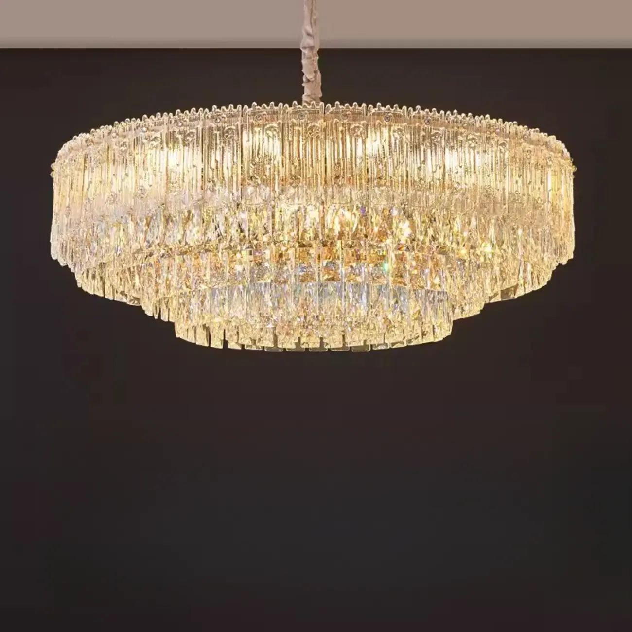 Adjustable Modern Luxury Crystal Chandelier with Multi-Tier Image - 7 | homeyfad