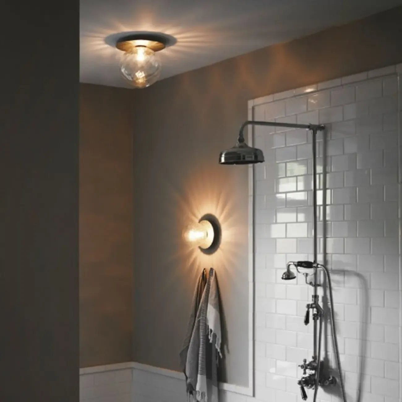 Vintage Globe Glass Bathroom Vanity Light with Ambient Design Image - 2