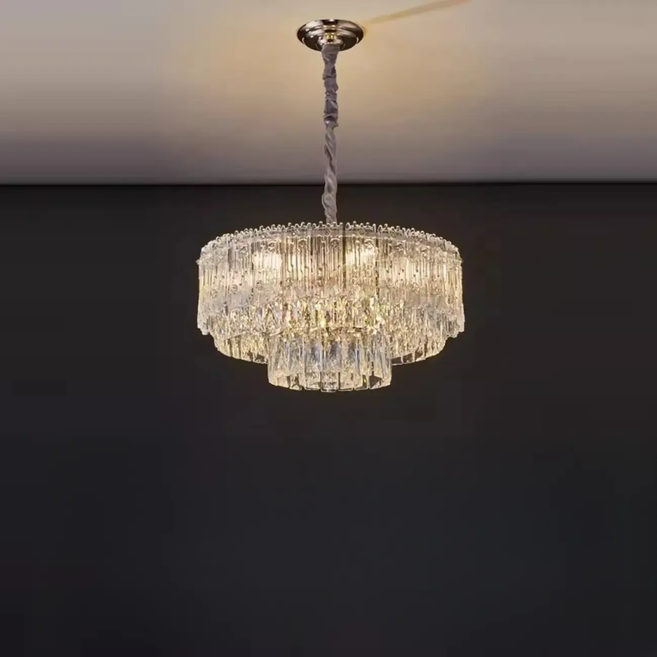 Adjustable Modern Luxury Crystal Chandelier with Multi-Tier Image - 8