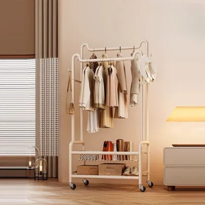 Modern Metal Coat Rack with Storage and Shelves Image - 18