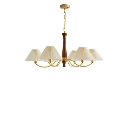 Modern Adjustable Pleated Fabric Chandelier for Living Room Image - 3
