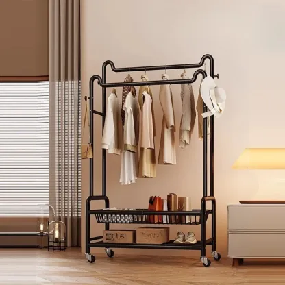 Modern Metal Coat Rack with Storage and Shelves Image - 19
