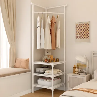 Modern Metal Corner Hall Tree with Shelves Image - 13