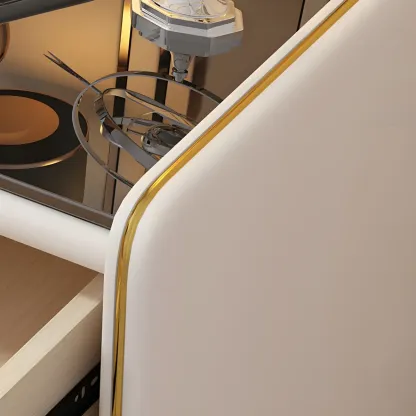 Modern White Wood Nightstand with Glass Top 2 Drawers Image - 8