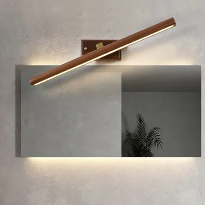 Modern Linear Wooden LED Vanity Light with Wall Mounted Image - 4