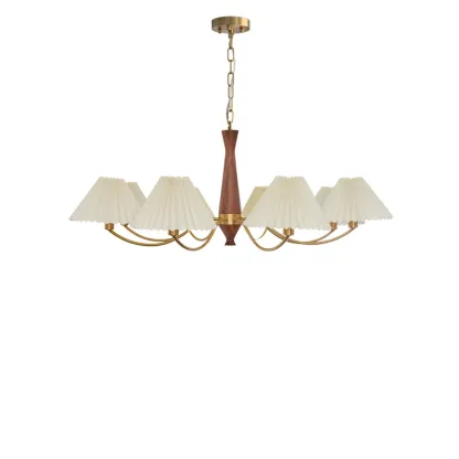 Modern Adjustable Pleated Fabric Chandelier for Living Room Image - 5