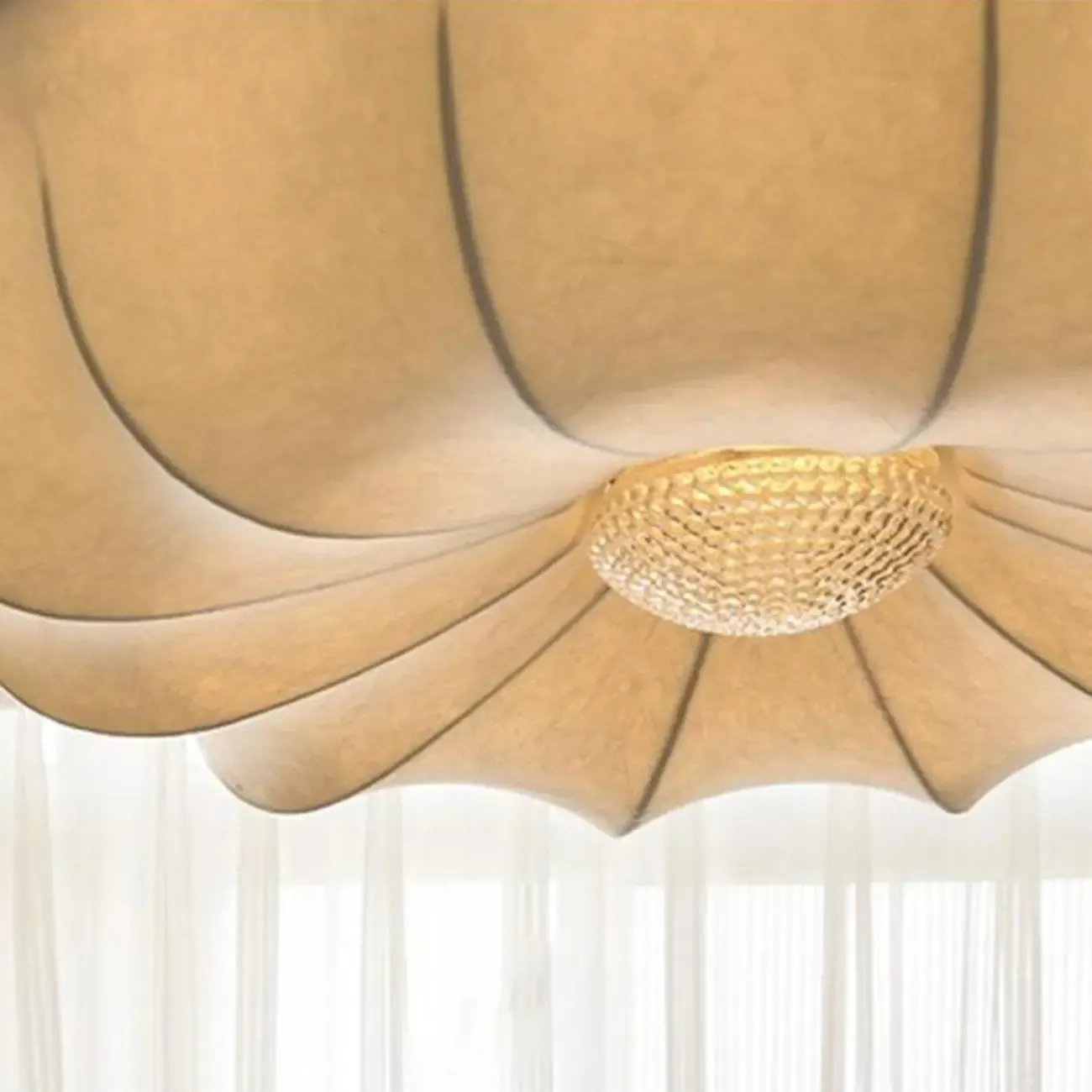 Modern White Fabric Chandelier for Living Room Decor Image - 6