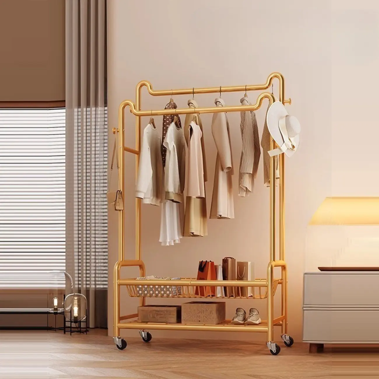 Modern Metal Coat Rack with Storage and Shelves Image - 21 | homeyfad