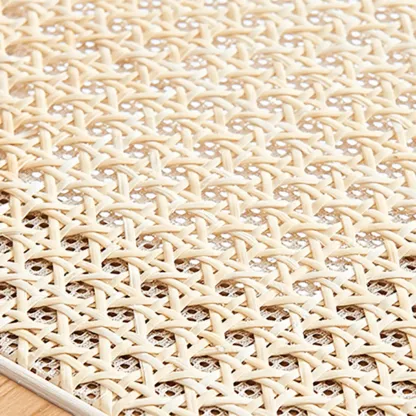 Natural Rattan Woven Back Curved Arm Wooden Dining Chair Image - 12