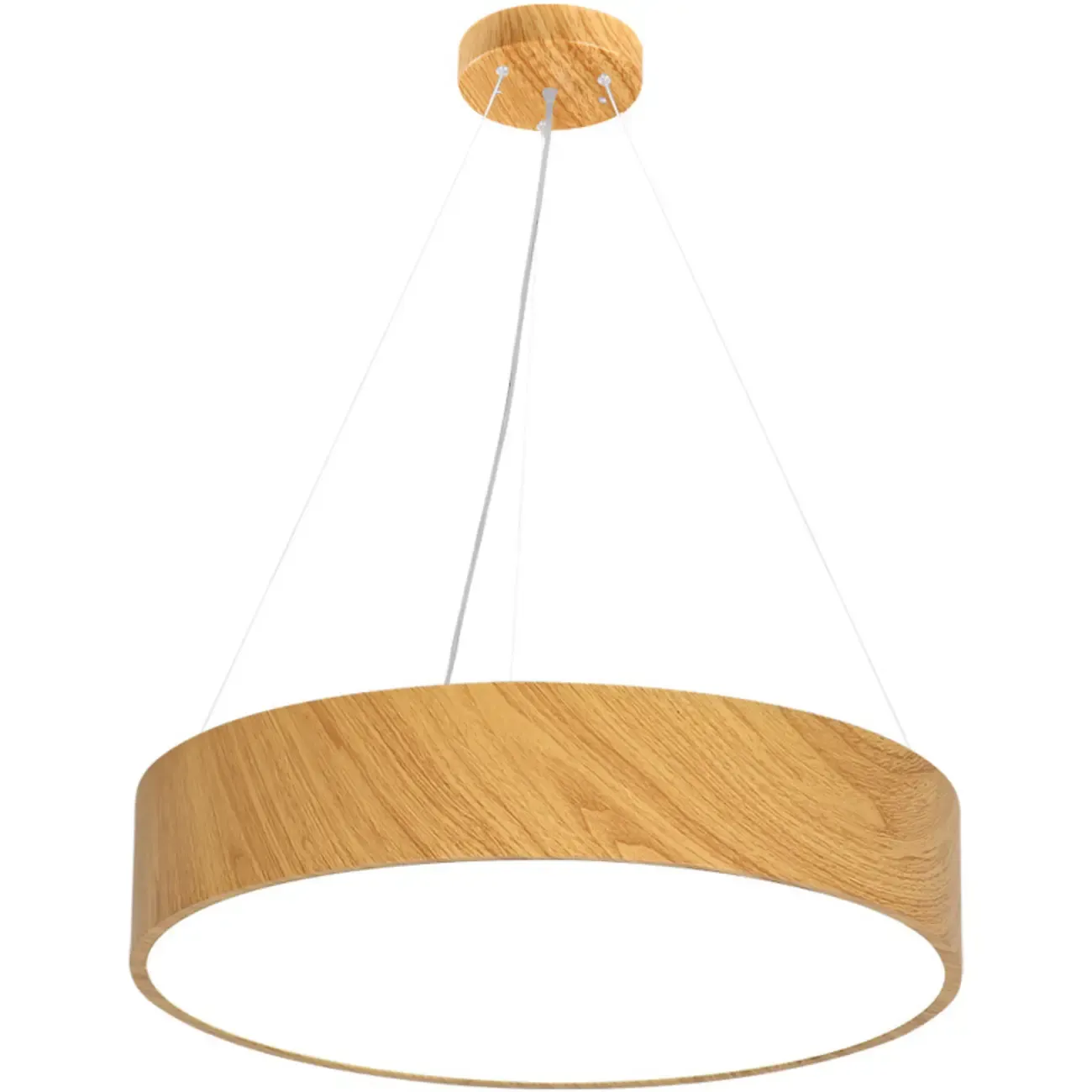 Modern Circular Wood LED Chandelier with Adjustable Height  Image - 5