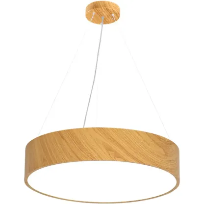 Modern Circular Wood LED Chandelier with Adjustable Height  Image - 5