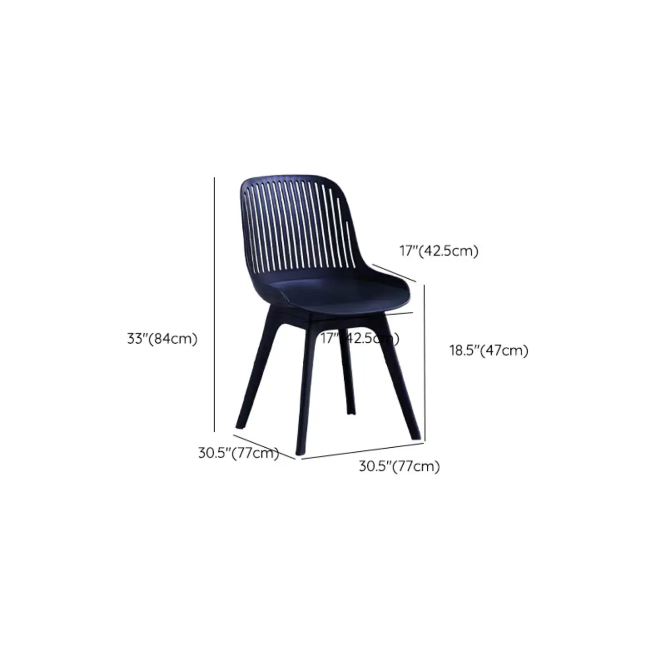 Modern Slat Back Plastic Dining Chair Armless with Metal Legs Image - 24 | homeyfad