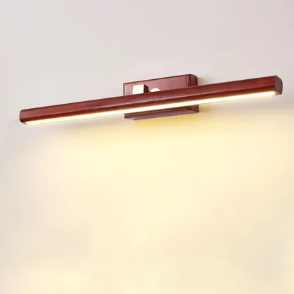 Modern Linear Wooden LED Vanity Light with Wall Mounted Image - 7