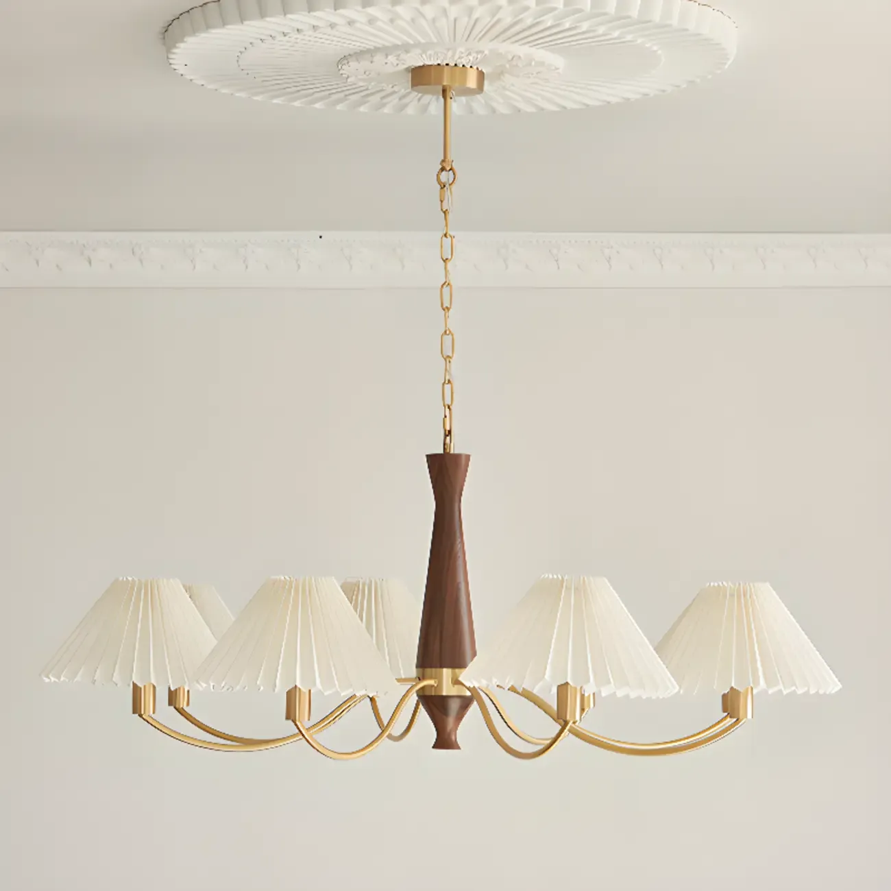 Modern Adjustable Pleated Fabric Chandelier for Living Room Image - 8