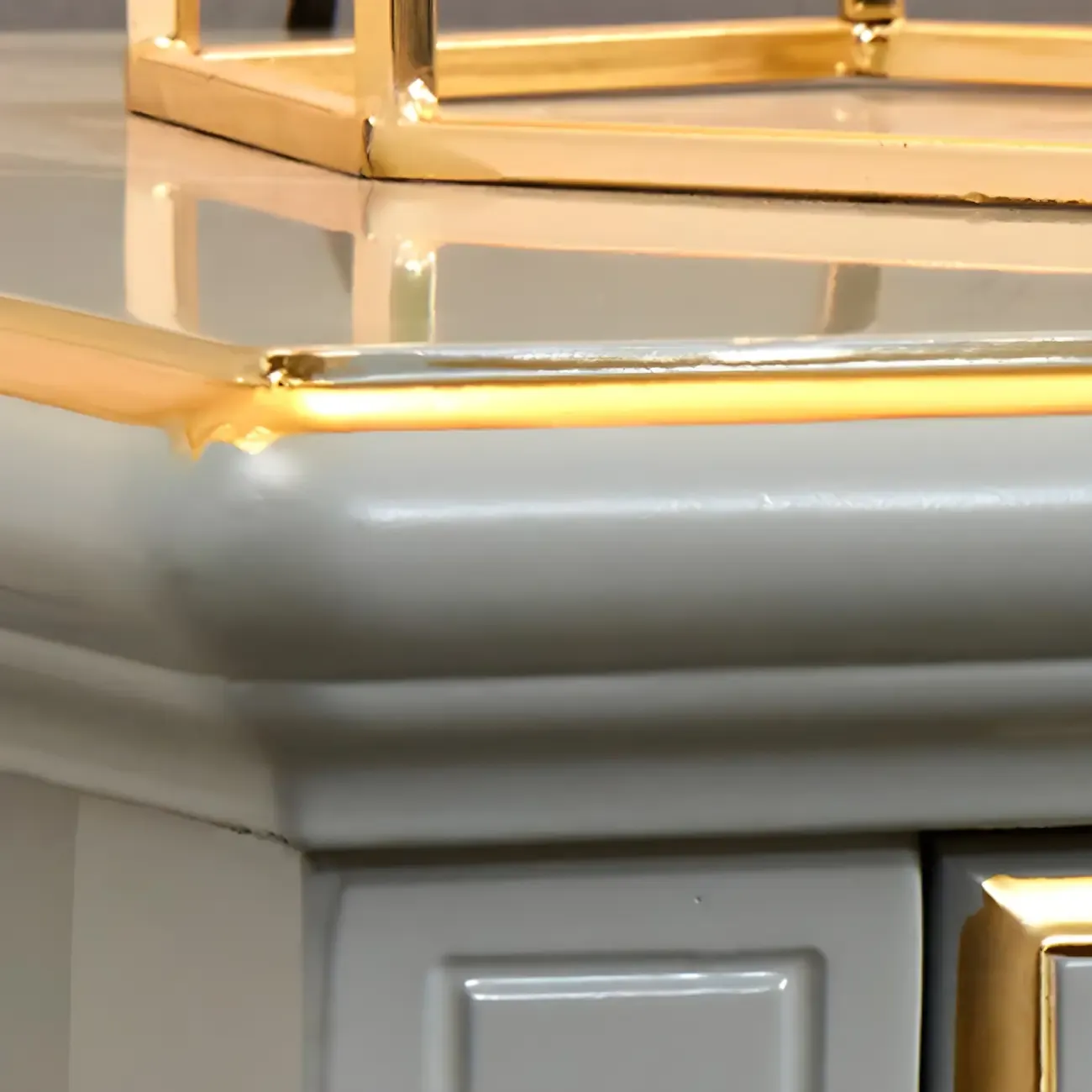 Elegant Grey Wood Nightstand with Storage Drawers Image - 9