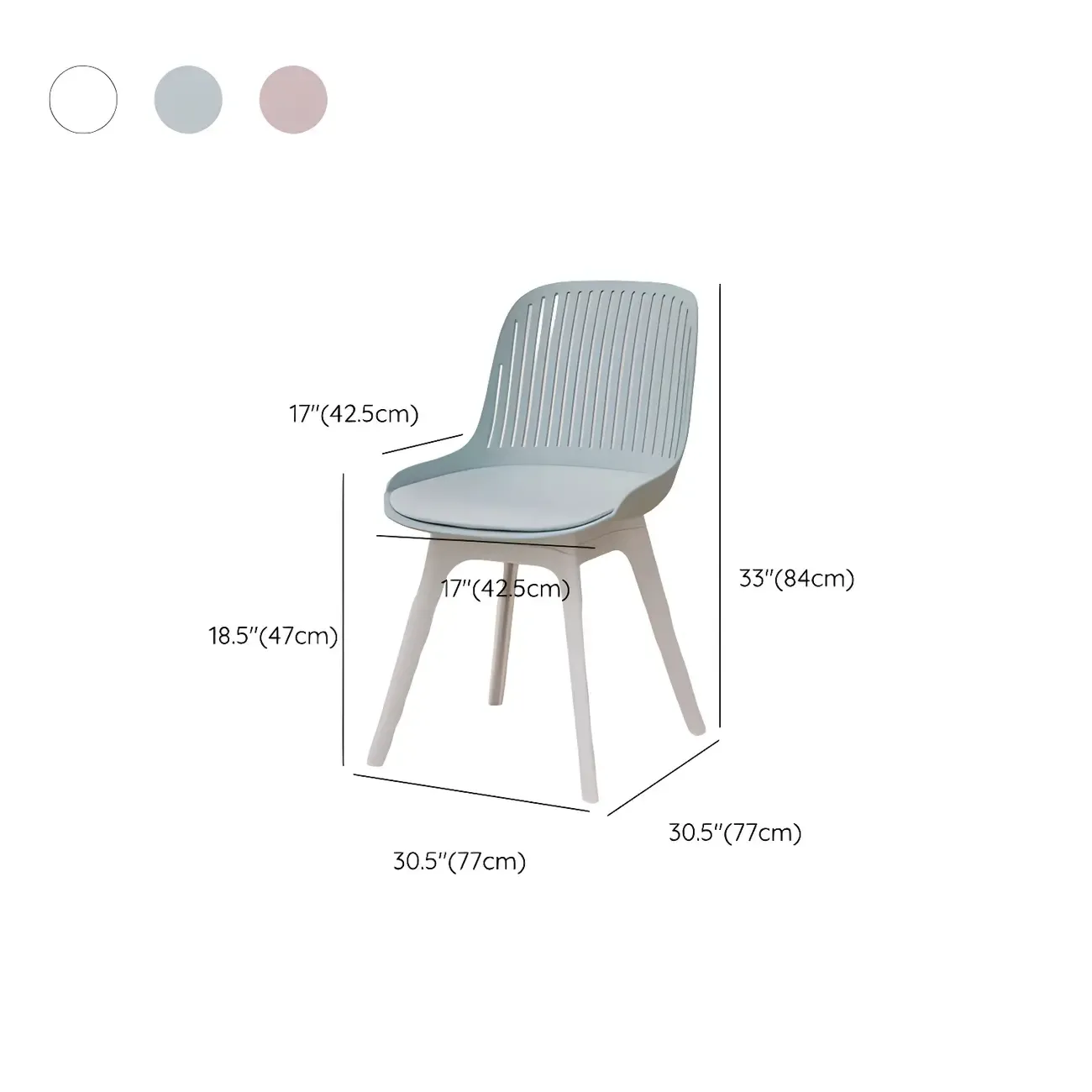 Modern Slat Back Plastic Dining Chair Armless with Metal Legs Image - 26