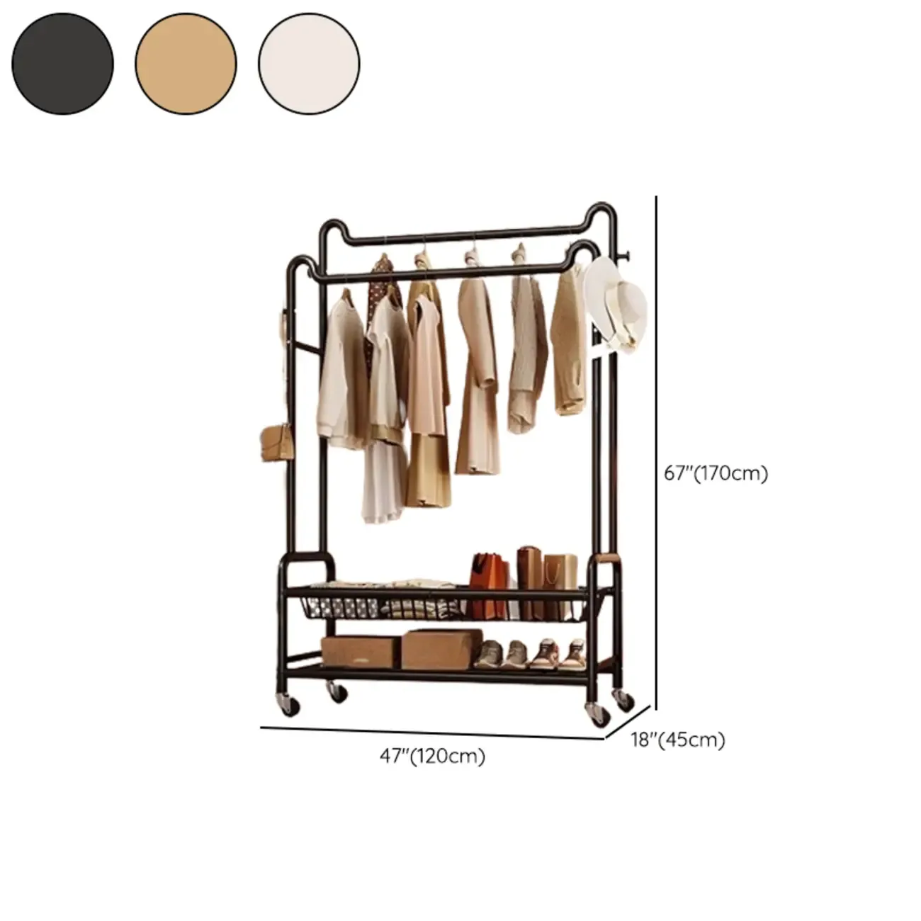 Modern Metal Coat Rack with Storage and Shelves Image - 24