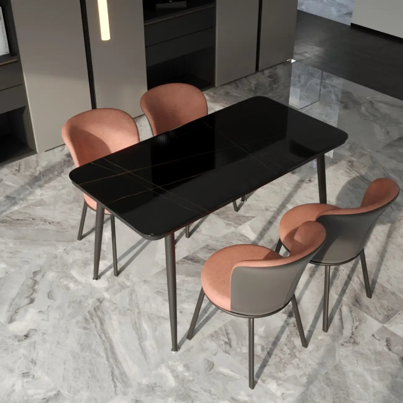 Contemporary Pink Cotton Upholstered Dining Chair Image - 25