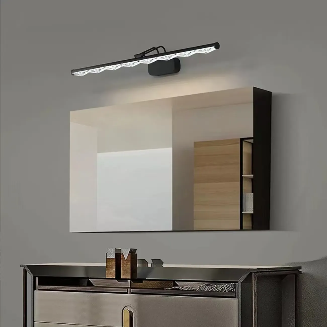 Modern Linear LED Vanity Light Above Bathroom Mirror Image - 1