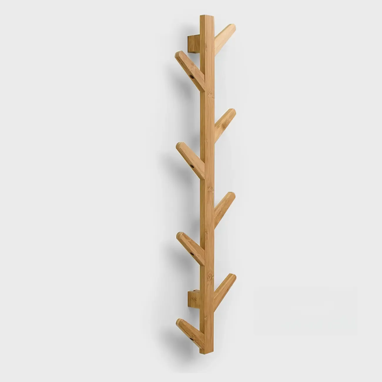 Modern Bamboo Wall-Mounted Coat Rack Image - 2
