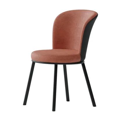 Contemporary Pink Cotton Upholstered Dining Chair Image - 26