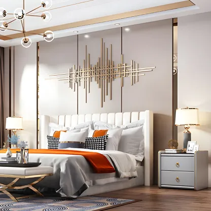 Modern White Wood Nightstand with Glass Top 2 Drawers Image - 13