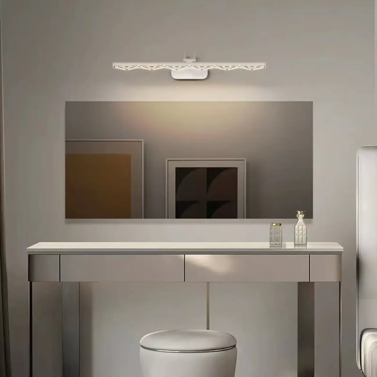 Modern Linear LED Vanity Light Above Bathroom Mirror Image - 2