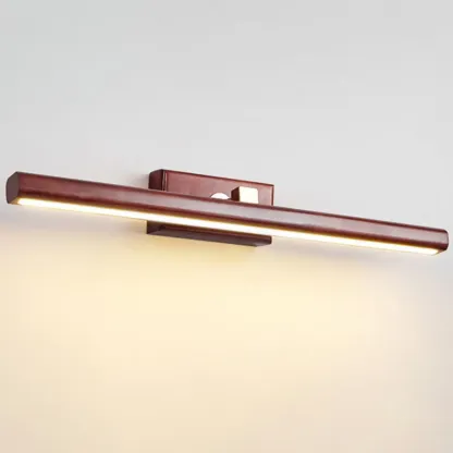 Modern Linear Wooden LED Vanity Light with Wall Mounted Image - 10