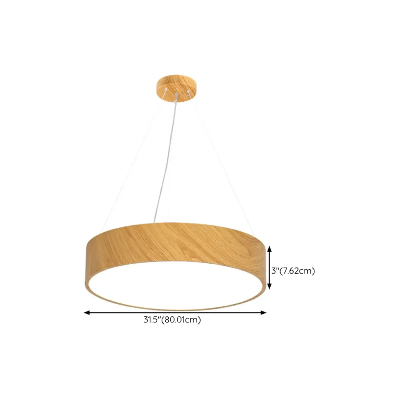 Modern Circular Wood LED Chandelier with Adjustable Height  #size