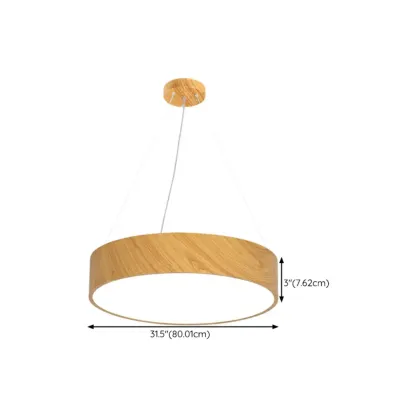 Modern Circular Wood LED Chandelier with Adjustable Height  #size