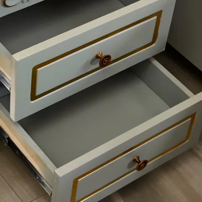 Elegant Grey Wood Nightstand with Storage Drawers Image - 11