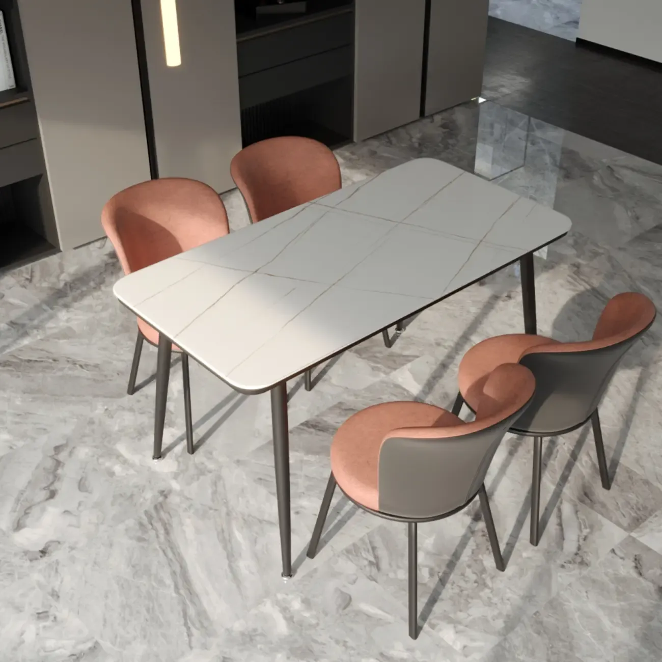 Contemporary Pink Cotton Upholstered Dining Chair Image - 27