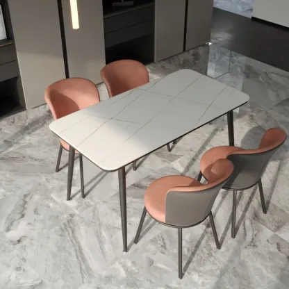 Contemporary Pink Cotton Upholstered Dining Chair Image - 27