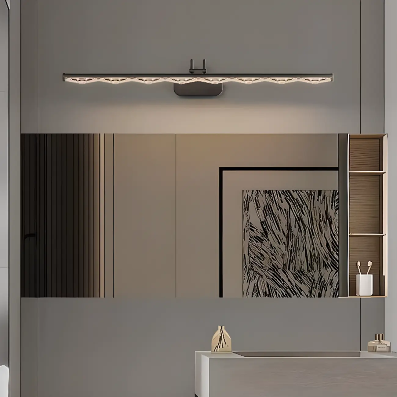 Modern Linear LED Vanity Light Above Bathroom Mirror Image - 3 | homeyfad