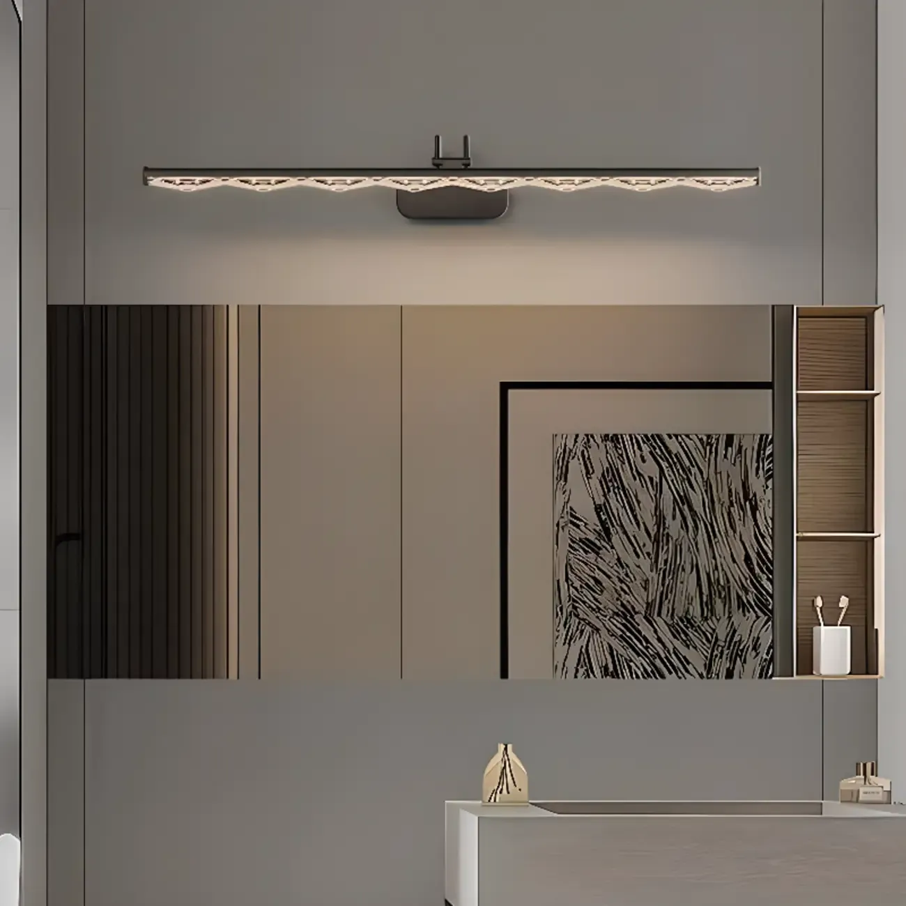 Modern Linear LED Vanity Light Above Bathroom Mirror Image - 3