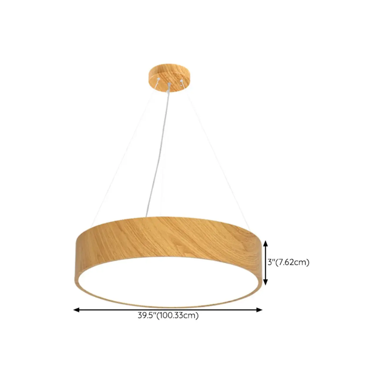 Modern Circular Wood LED Chandelier with Adjustable Height  Image - 10 | homeyfad