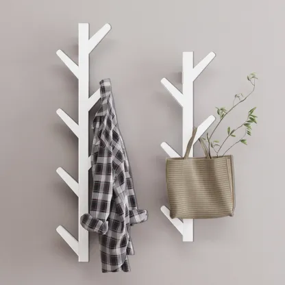 Modern Bamboo Wall-Mounted Coat Rack Image - 4