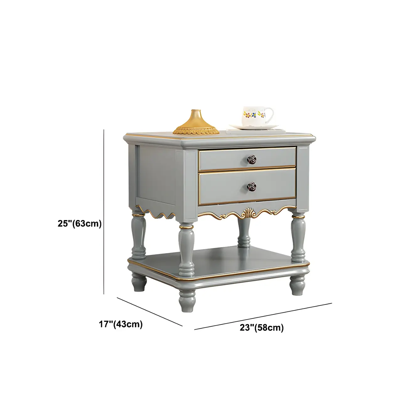 Elegant Grey Wood Nightstand with Storage Drawers #size | homeyfad